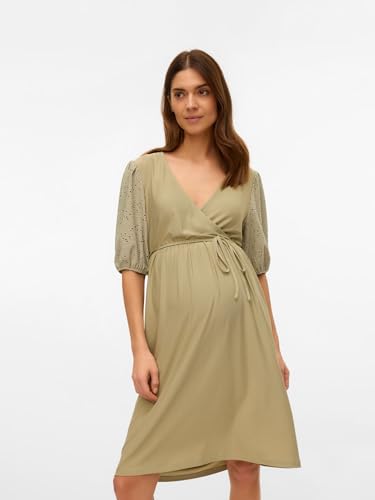mamalicious-mlannaline-umstandskleid-v-ausschnitt-3-4-arm-knielang-wickel-stillf image 8