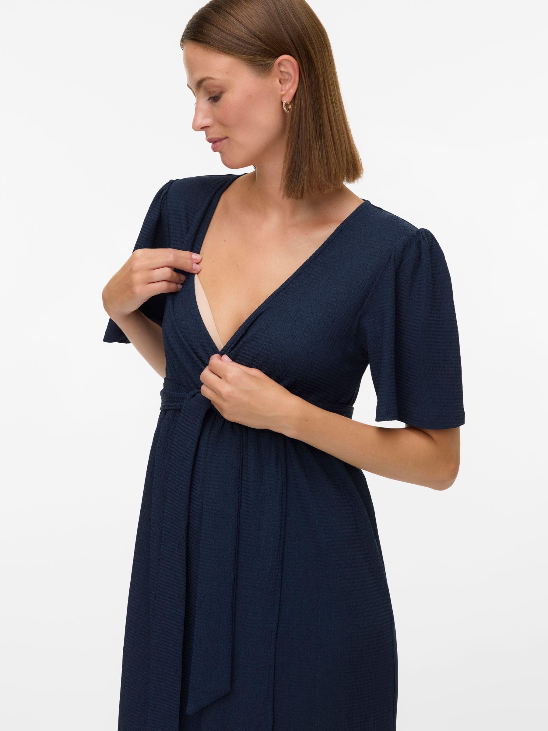 mamalicious-mlselima-umstandskleid-2-in-1-stillkleid-v-ausschnitt-halbarm-midi-l image 5
