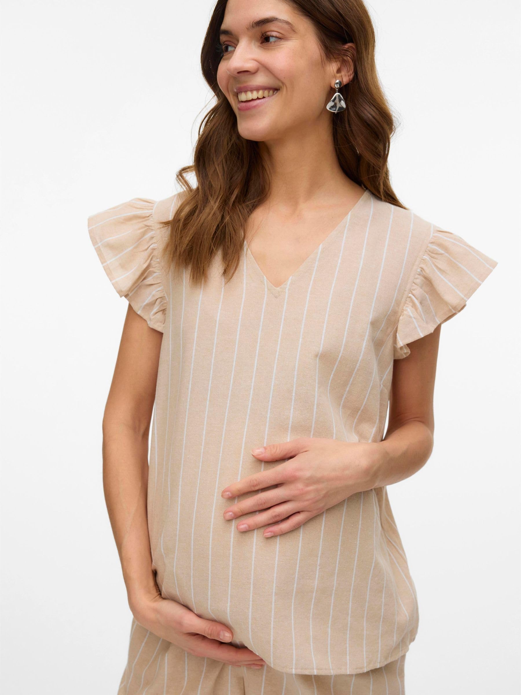 mamalicious-stillbluse-mlpilar-mit-v-ausschnitt-und-r-schen-kurz-rmelig-normal-g image 2