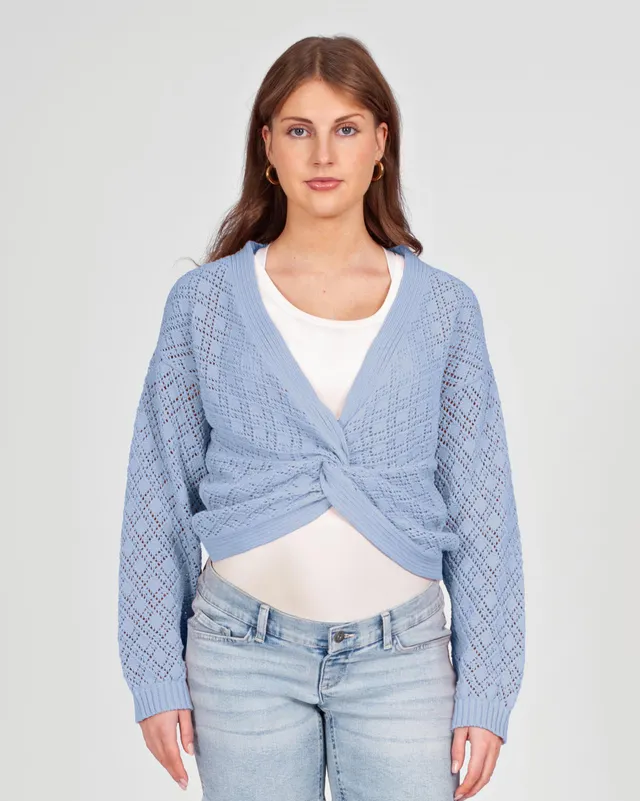 love2wait-cardigan-light-blue-offener-strickcardigan-mit-knopfdetail image 1