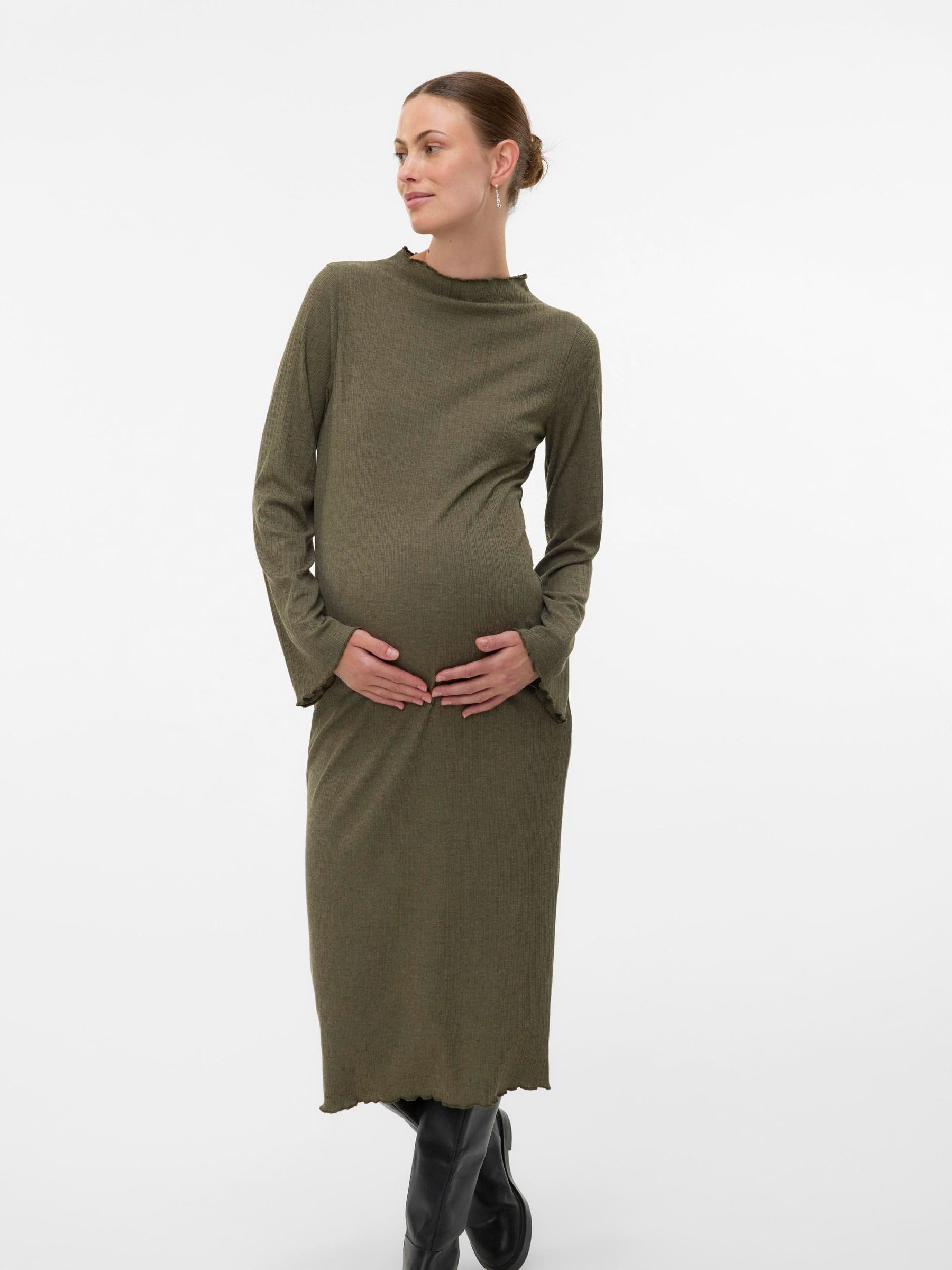 mamalicious-mlsadie-umstandskleid-mit-stehkragen-midi-l-nge-langarm image 2