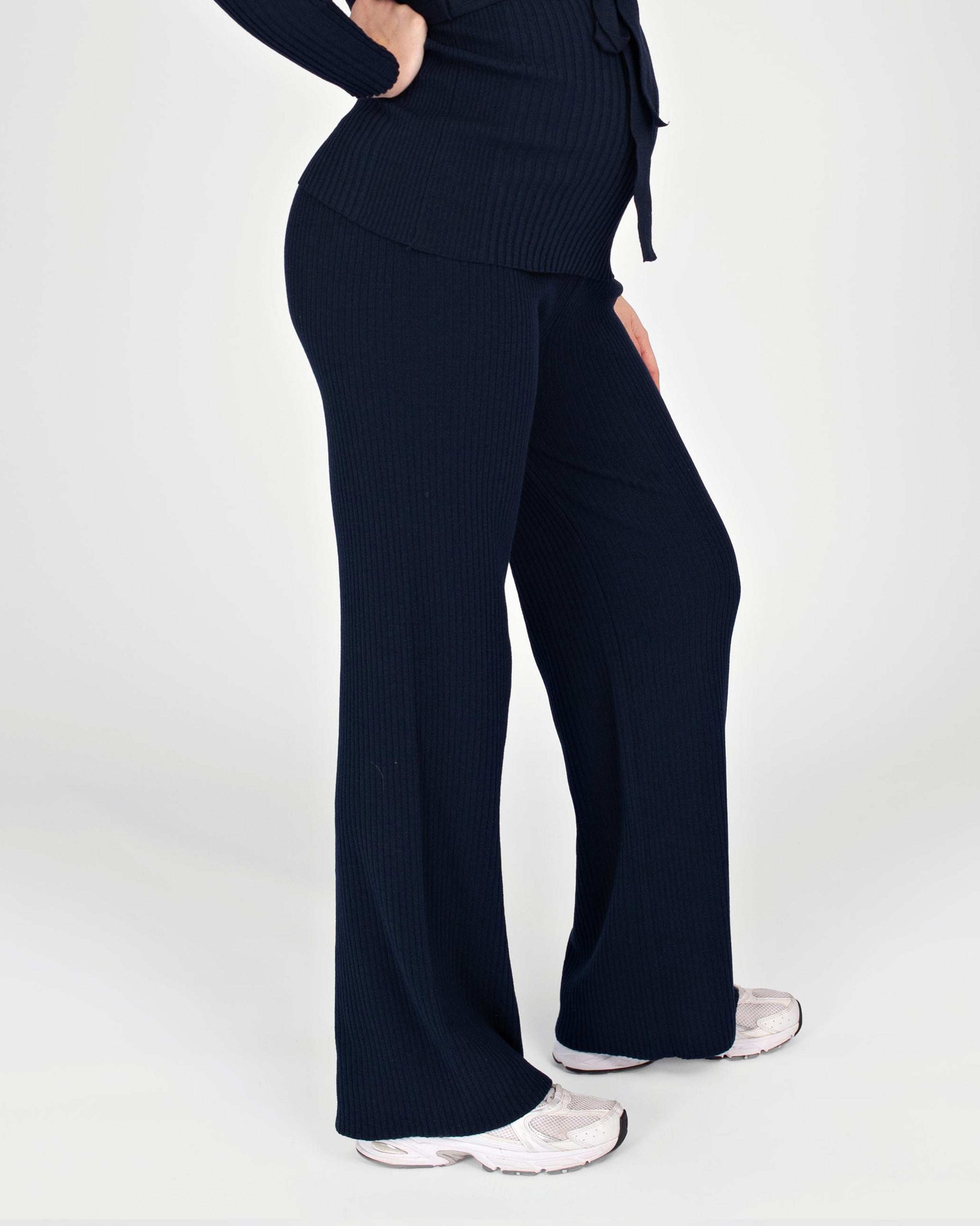 love2wait-pants-knit-weit-fallende-strickhose-mit-hohem-bund-navy-blue image 7