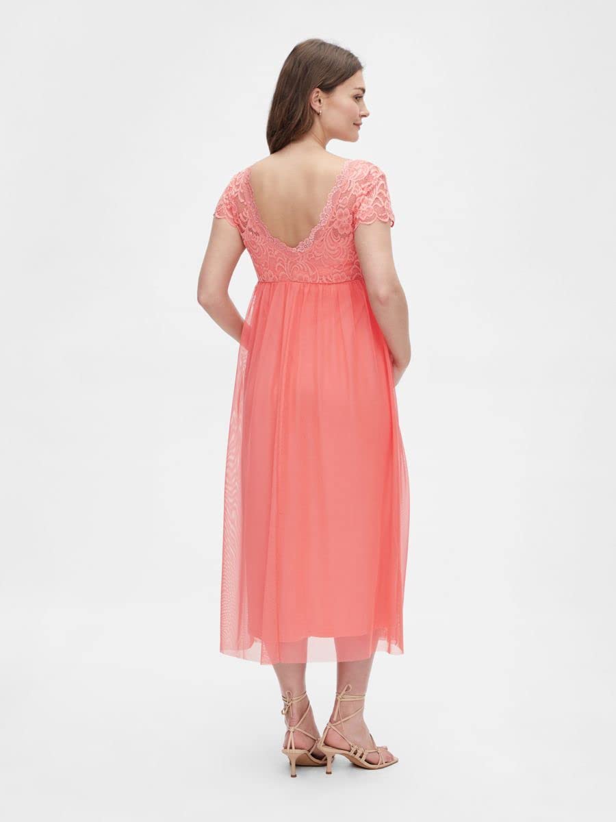 mamalicious-damen-mlmivana-cap-mesh-midi-dress-elegantes-umstandskleid-mit-spitz image 4
