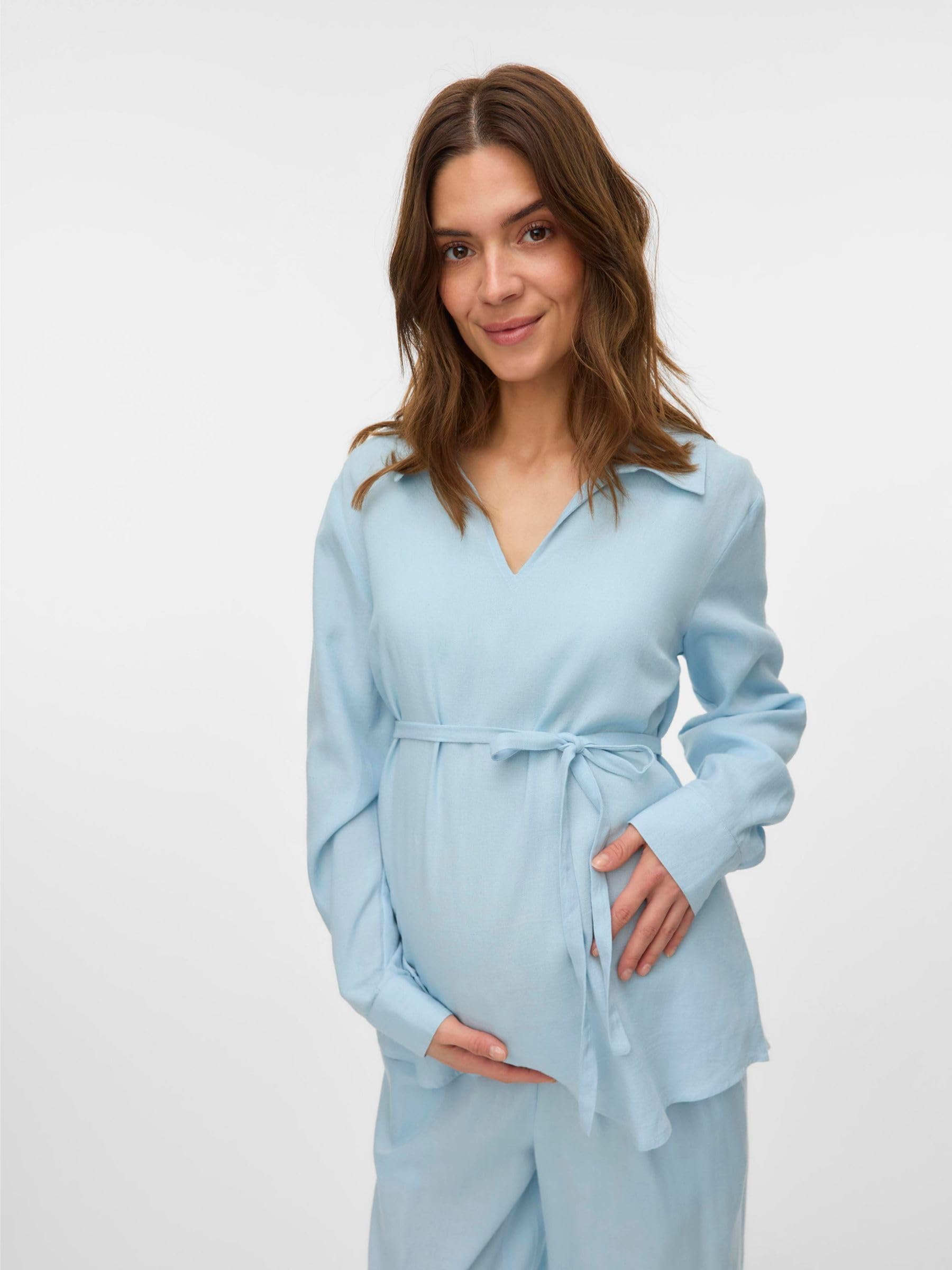 mamalicious-stillbluse-mlpilar-mit-v-ausschnitt-tailleng-rtel-und-knopf-manschet image 5
