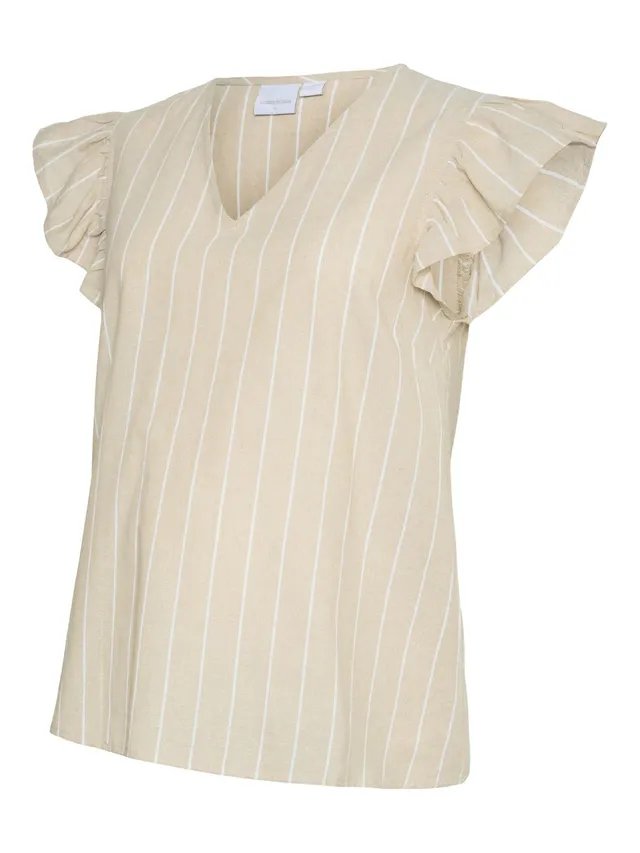mamalicious-stillbluse-mlpilar-mit-v-ausschnitt-und-r-schen-kurz-rmelig-normal-g image 1