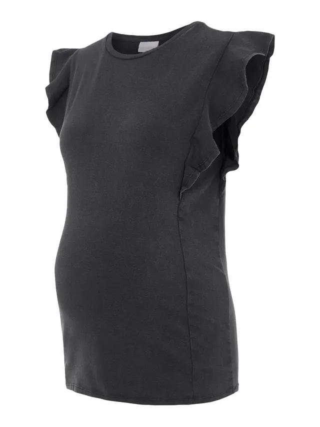 mamalicious-mlstinna-s-s-jersey-top-bequemes-umstandstop-mit-r-schen-detail image 1