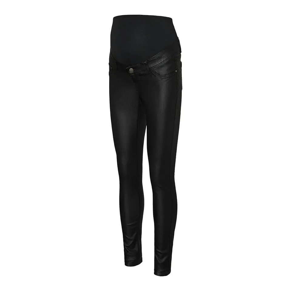 mamalicious-damen-jeans-ml-santos-slim-coated-umstandsjeans-in-schwarz-28w-32l image 1