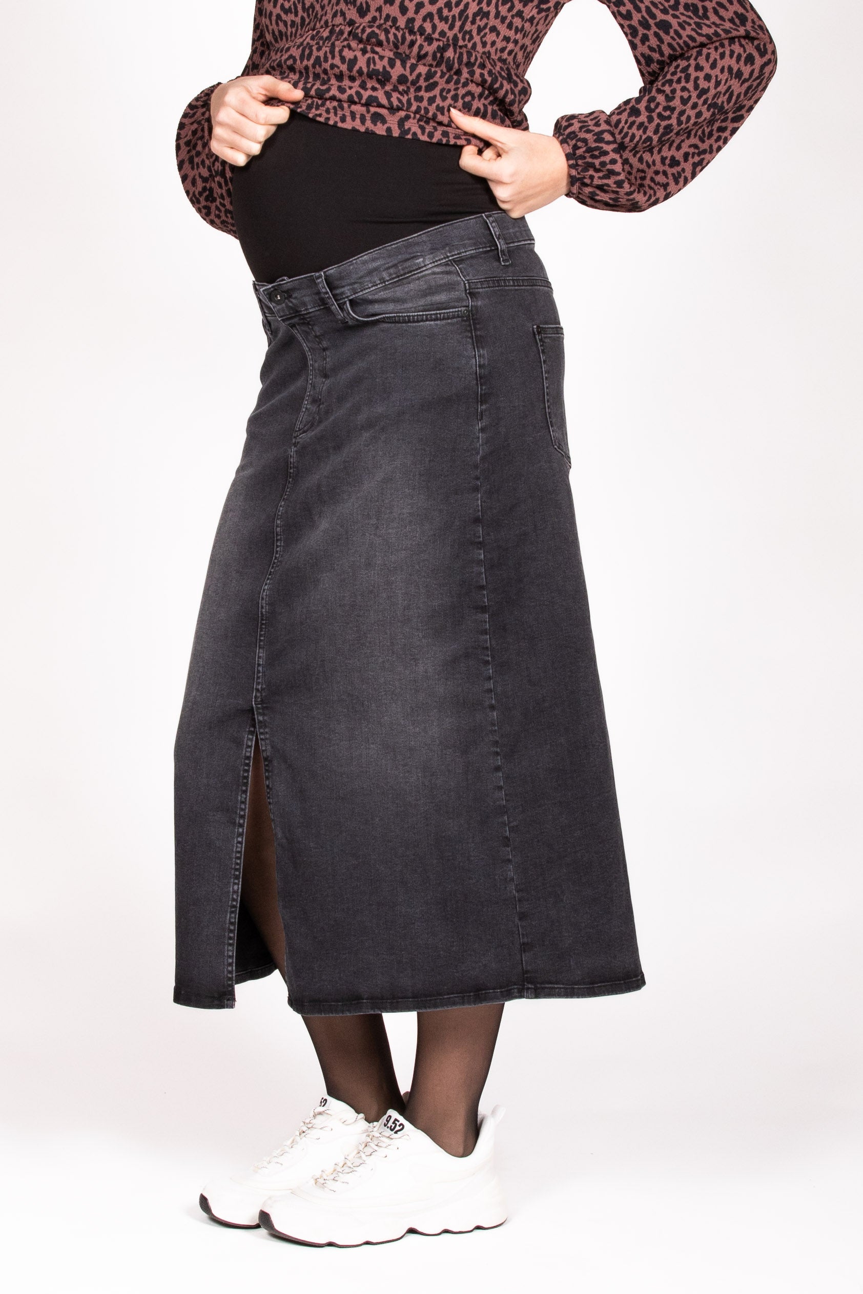 love2wait-langer-jeansrock-denim-split-umstands-maxirock-mit-schlitz-charcoal image 3