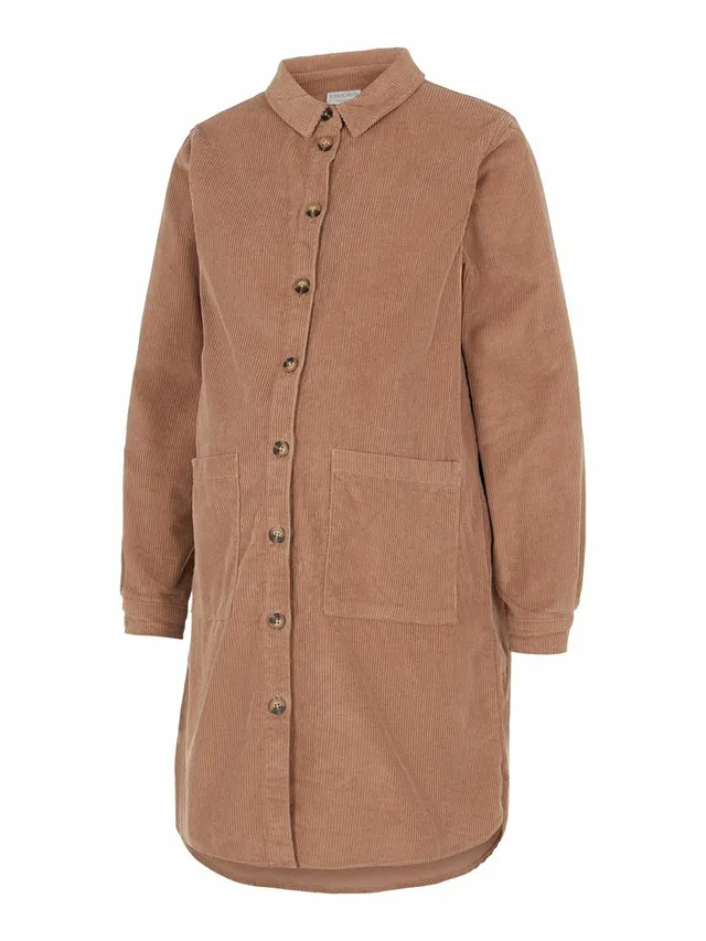 mamalicious-umstandskleid-pcmphoebe-cordkleid-in-swarm-taupe-100-baumwolle image 1