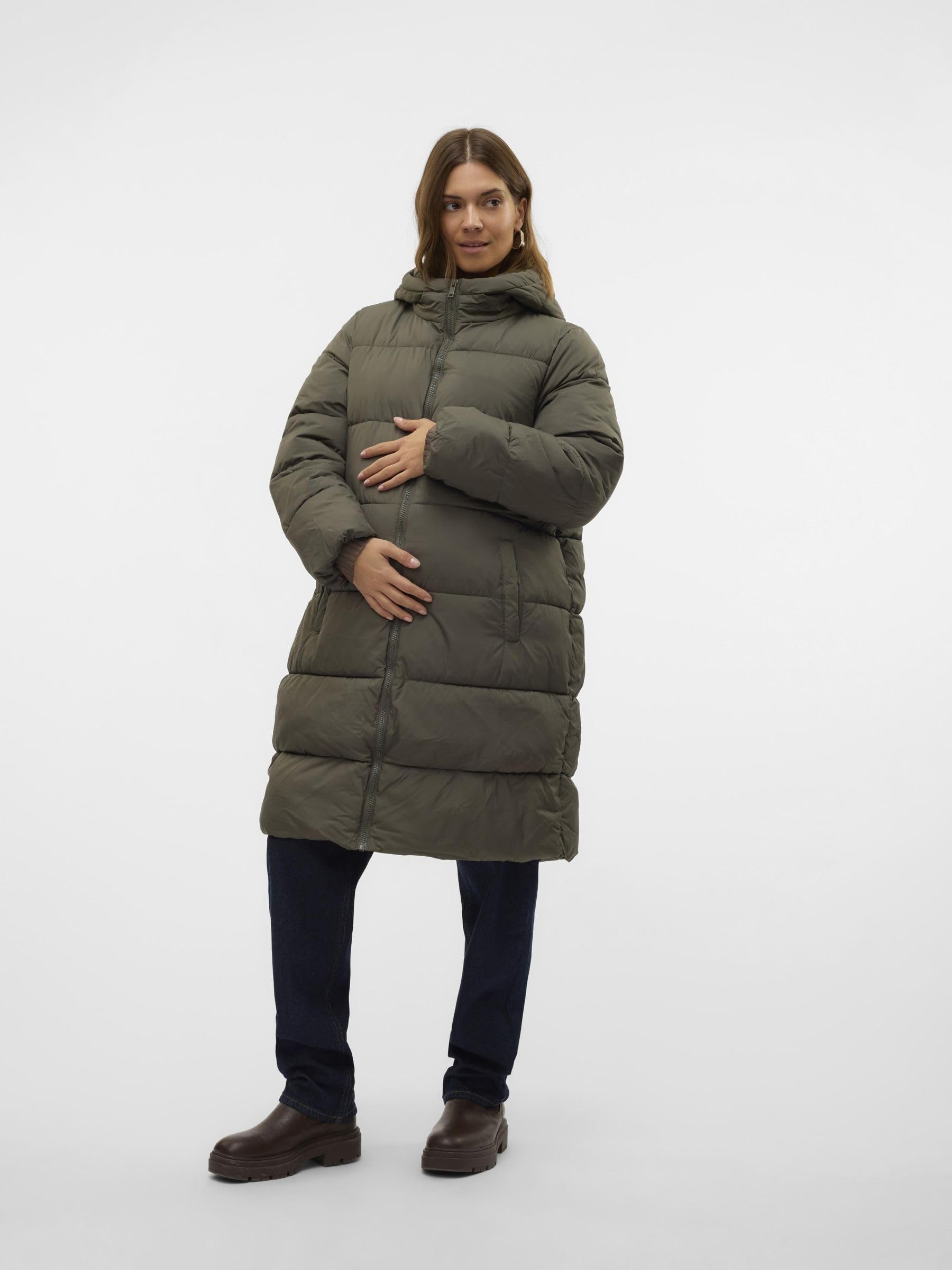 mamalicious-damen-jacke-mit-kapuze-und-elastischen-b-ndchen-knielang-rei-verschl image 3