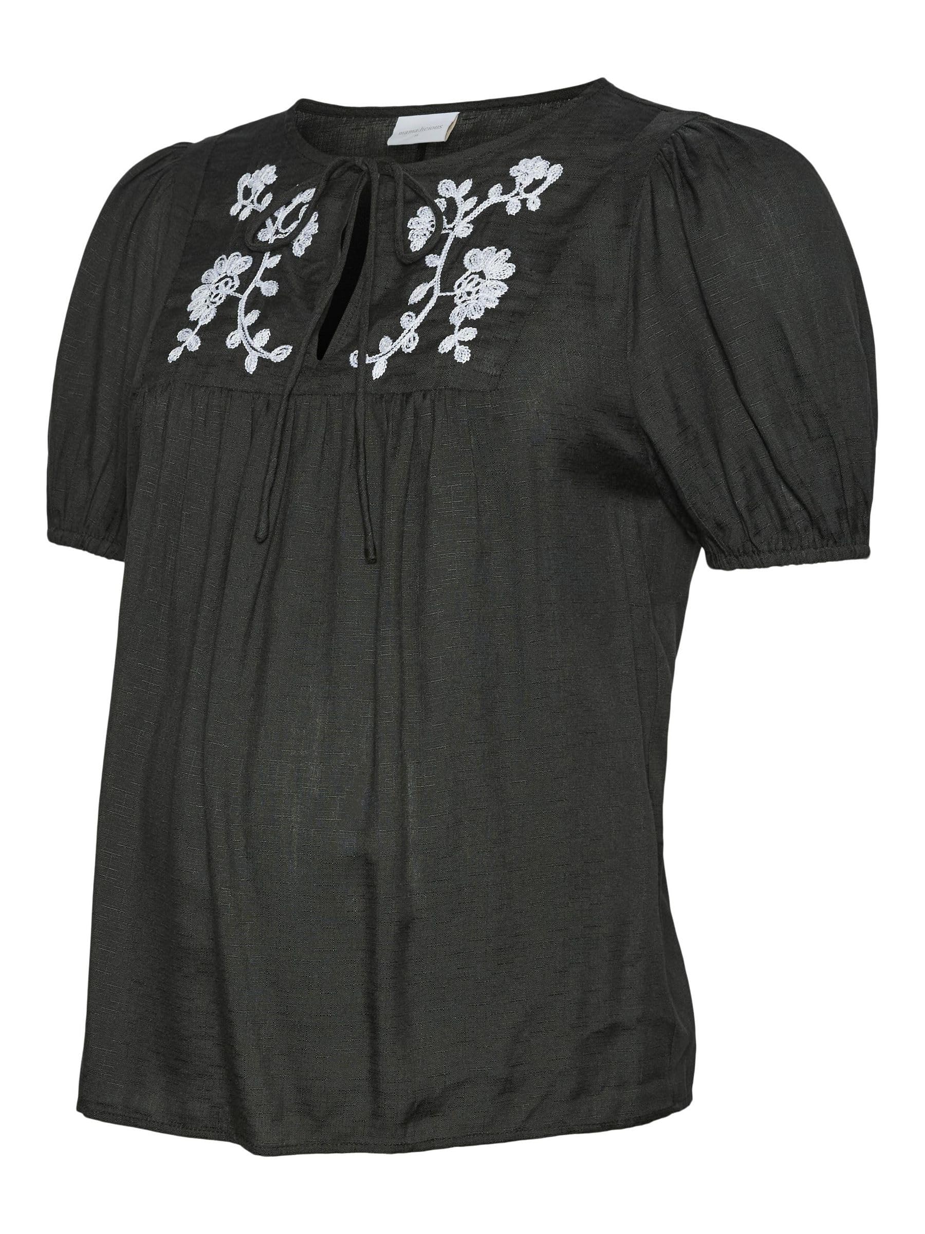 mamalicious-stillbluse-mlpilar-mit-rundhals-ballon-rmeln-und-elastischen-b-ndche image 1