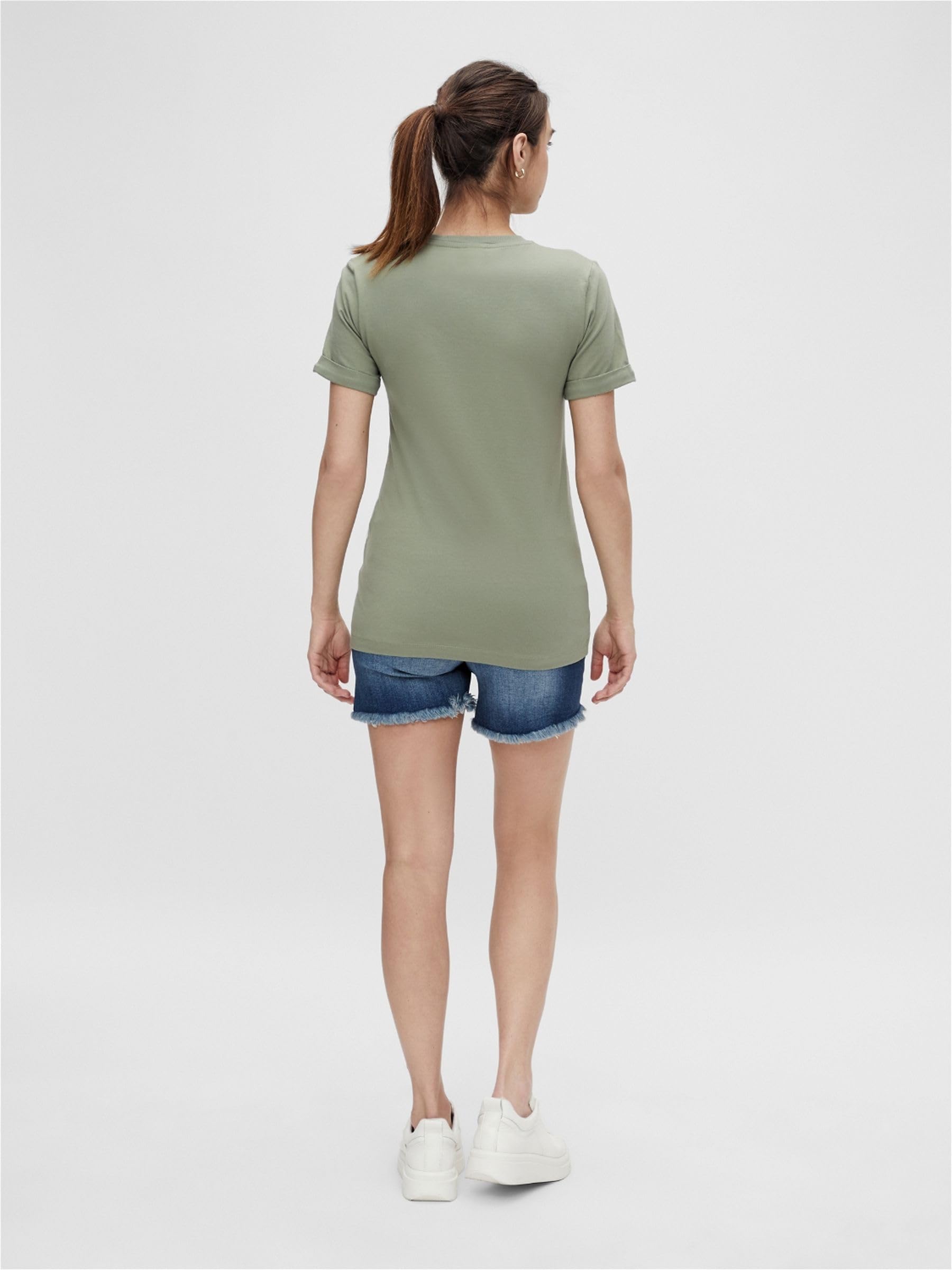 mamalicious-damen-mlhampshire-slim-destroy-denim-shorts-leichte-jersey-shorts-f- image 3