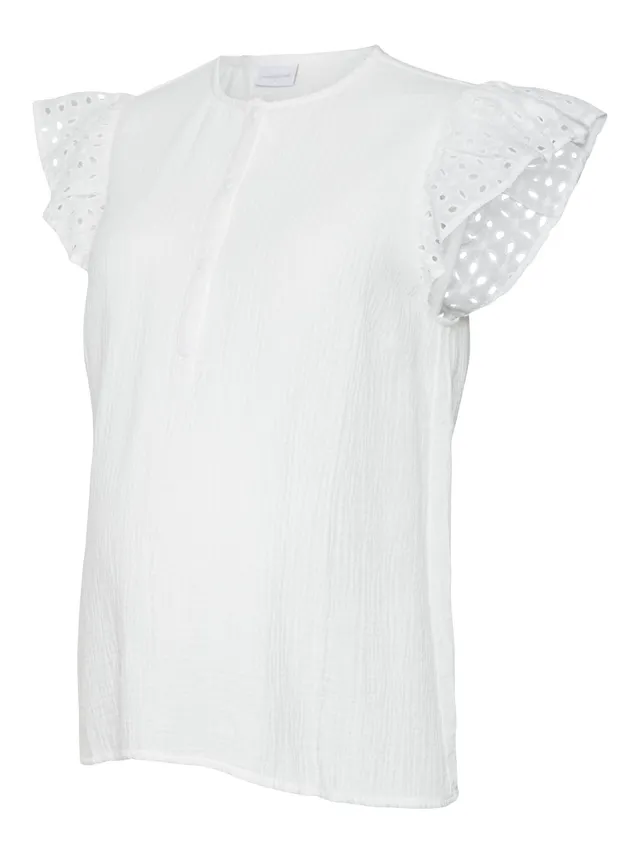 mamalicious-umstands-top-stillbluse-mit-rundhals-kappen-rmeln-knopf-details-und- image 1