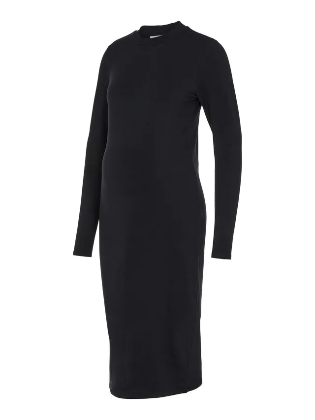 mamalicious-umstandskleid-mleva-midikleid-mit-stehkragen-und-langen-rmeln-aus-re image 1