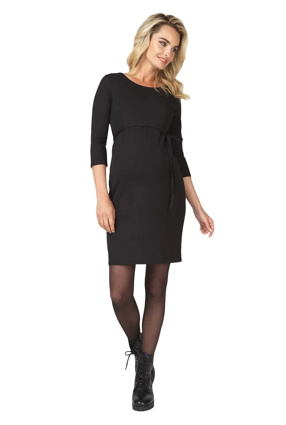 noppies-kleid-dress-3-4-slv-solid-paris-einfarbiges-umstandskleid-mit-3-4-rmeln image 1