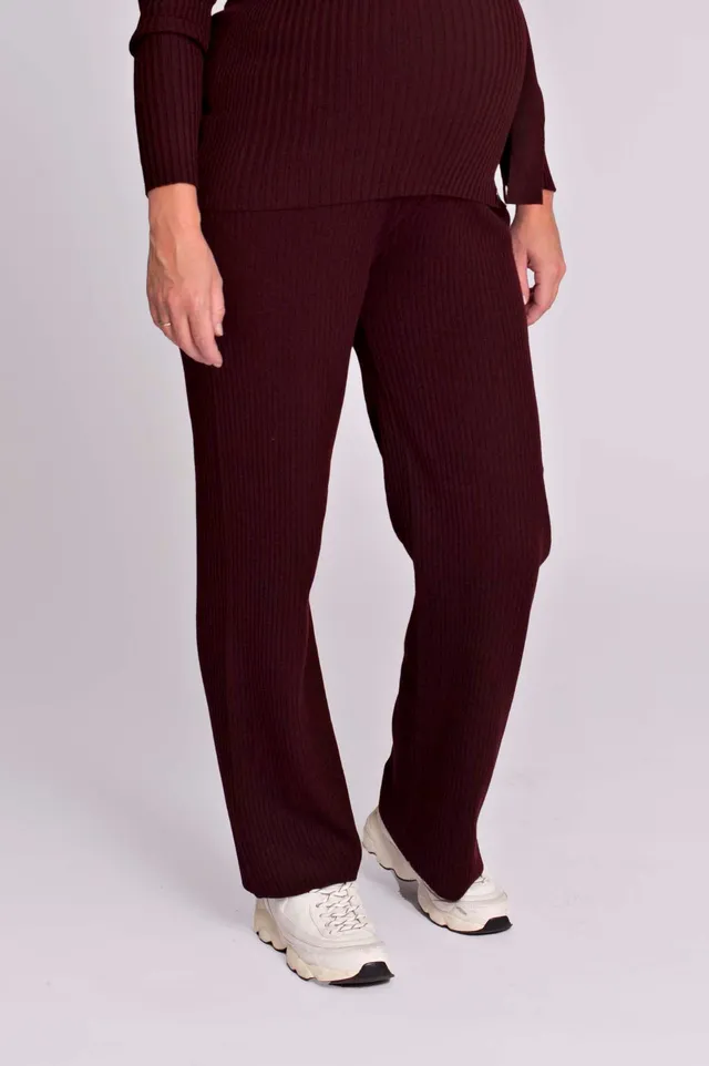 love2wait-pants-knit-burgundy-weite-strickhose-mit-hoher-taille-f-r-umstand-und- image 1