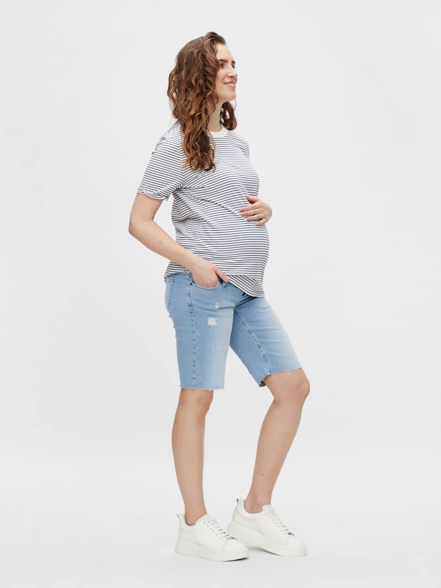 mamalicious-damen-mlhanna-bermuda-denim-shorts-jeansshorts-mit-bauchband image 4