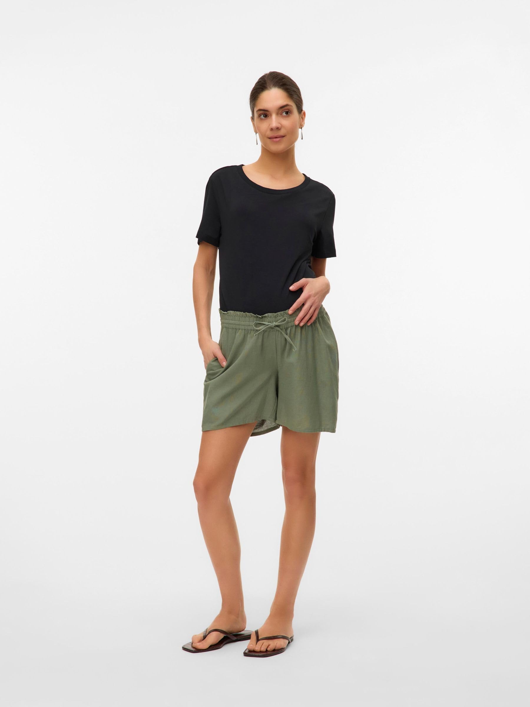 mamalicious-umstands-shorts-mid-rise-kurz-kordelzug-paperbag-taille-mit-g-rtel-b image 4