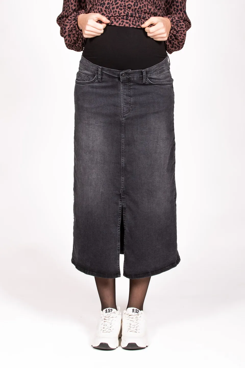 love2wait-langer-jeansrock-denim-split-umstands-maxirock-mit-schlitz-charcoal image 1