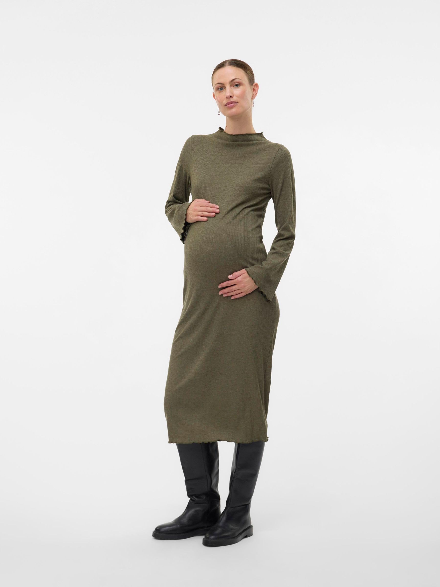 mamalicious-mlsadie-umstandskleid-mit-stehkragen-midi-l-nge-langarm image 4