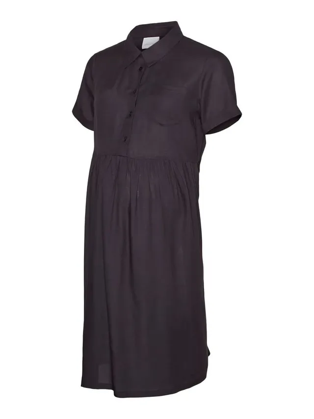 mamalicious-melani-lia-blusenkleid-kastanienbraun-umstandskleid-f-r-schwangersch image 1