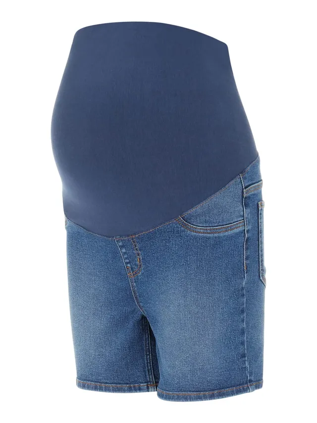 mamalicious-damen-umstands-shorts-mlamy-skinny-medium-blue-mit-bauchband image 1