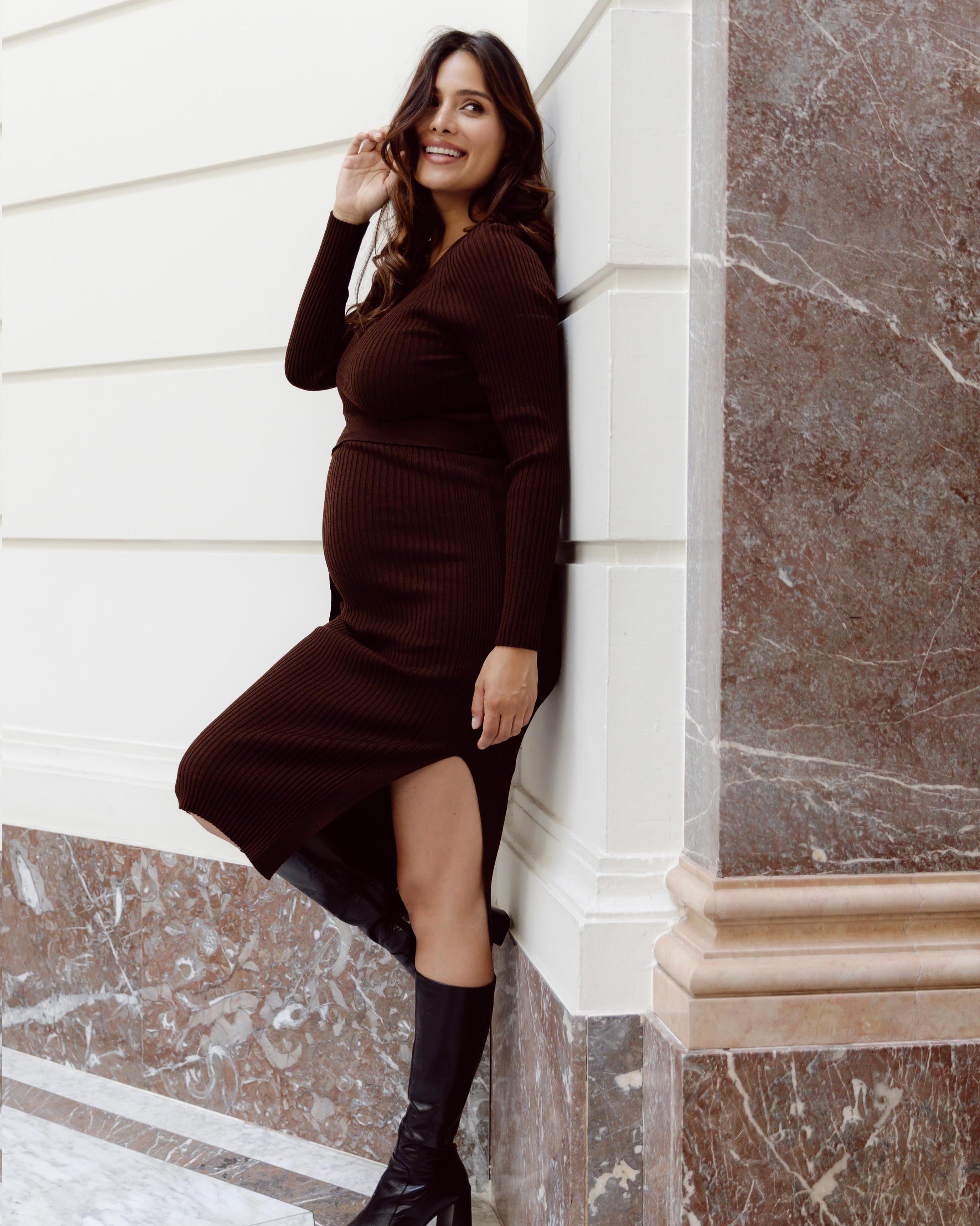 love2wait-dress-knit-belt-long-sleeves-brown image 2