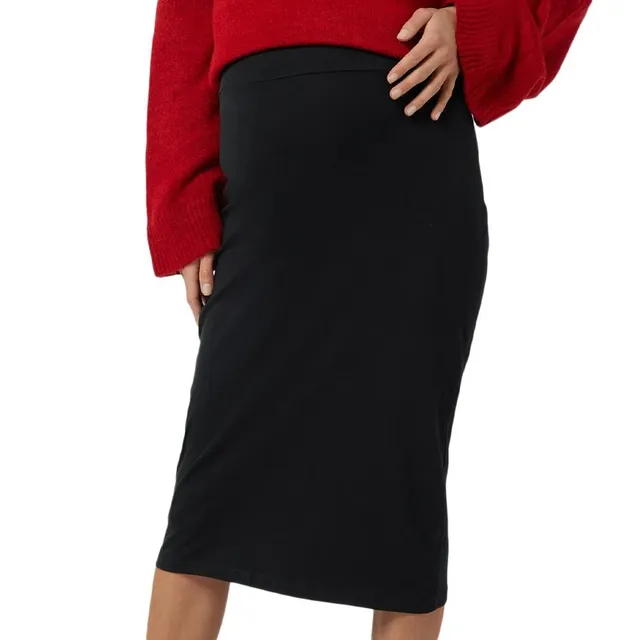 mamalicious-schwangerschaftsrock-midi-schwarz-elastischer-bund image 1