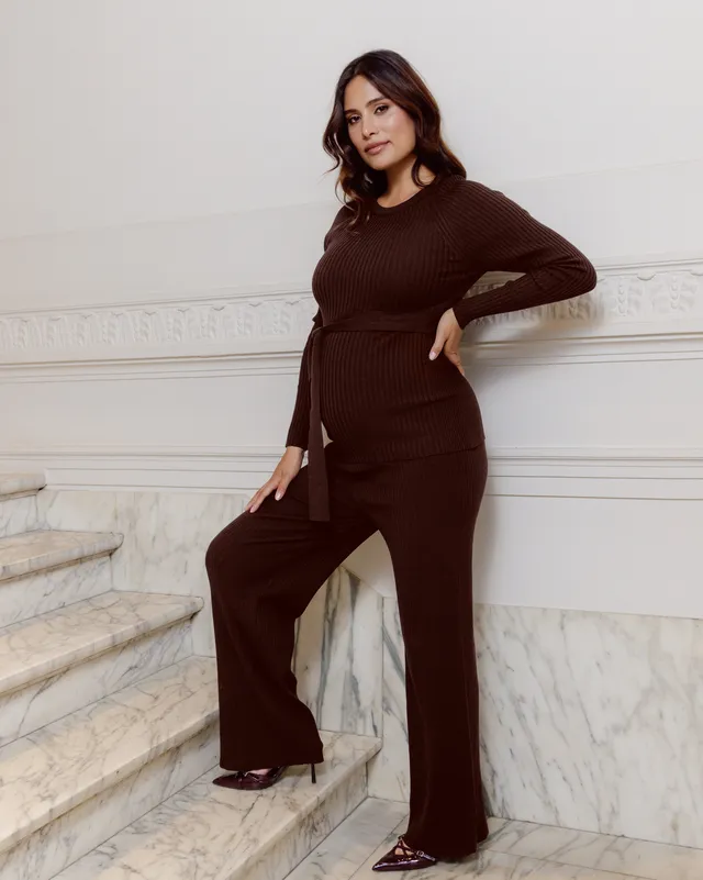 love2wait-shirt-knit-belt-long-sleeves-brown image 1