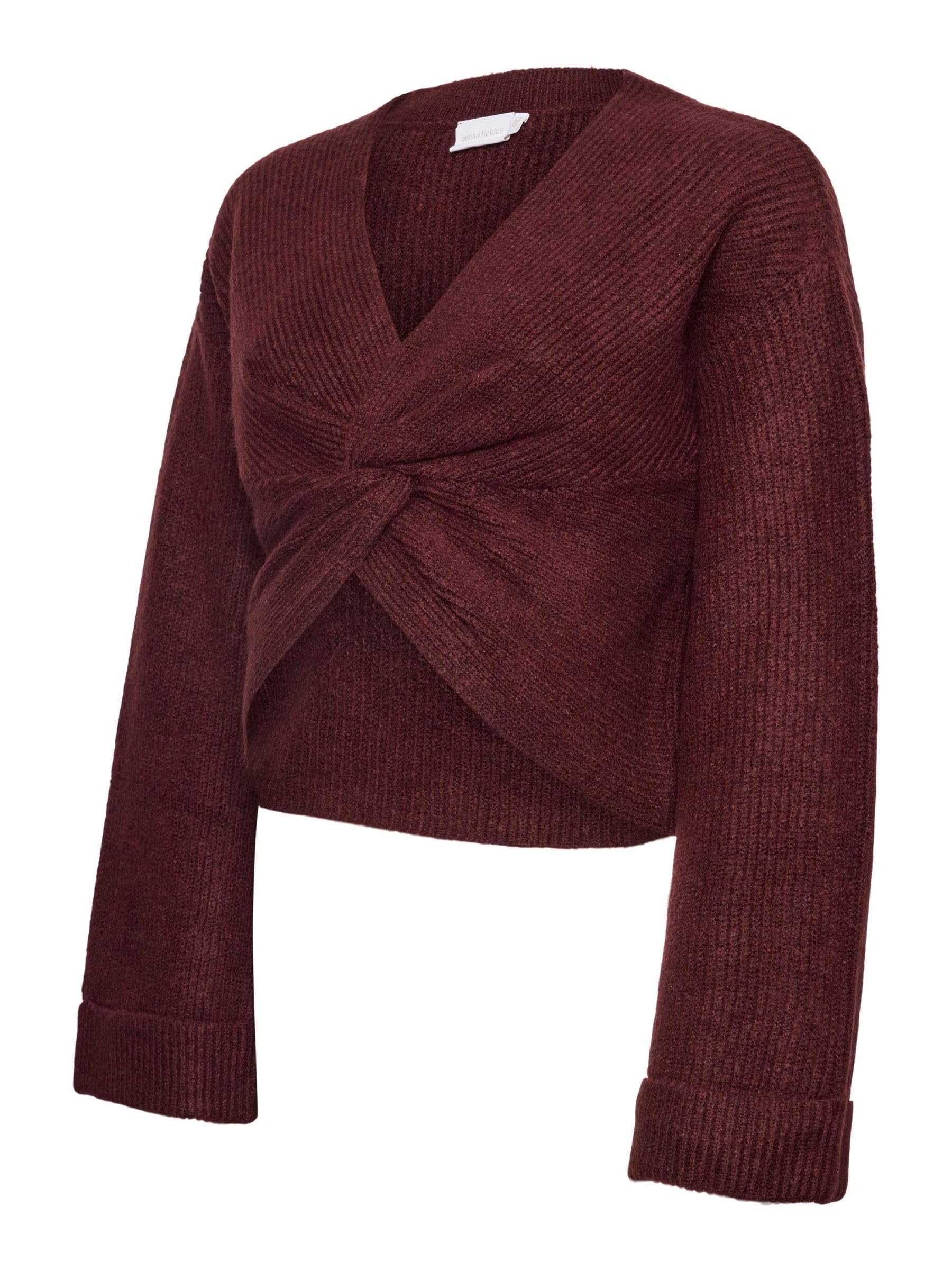 mamalicious-mlpilar-umstands-strickpullover-mit-knoten-detail-und-v-ausschnitt image 1