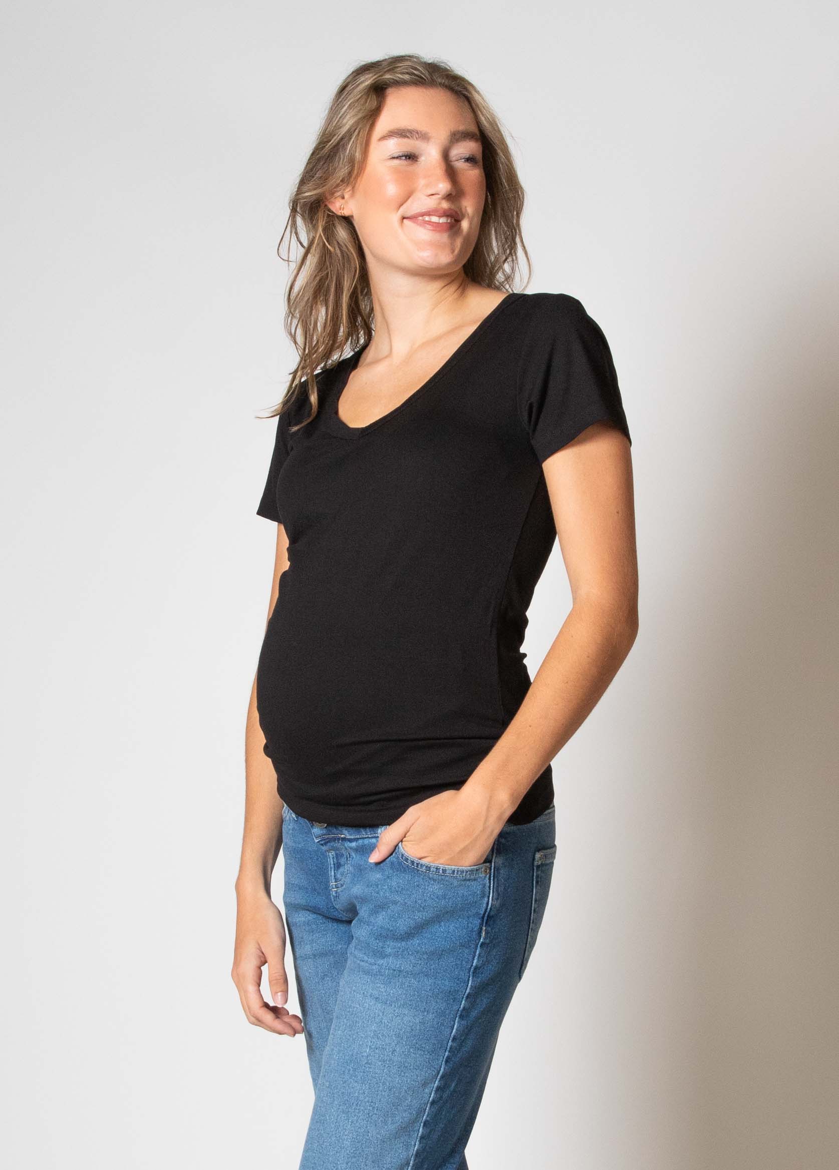 love2wait-shirt-v-neck-kurzarm-ecovero-schwarz image 2