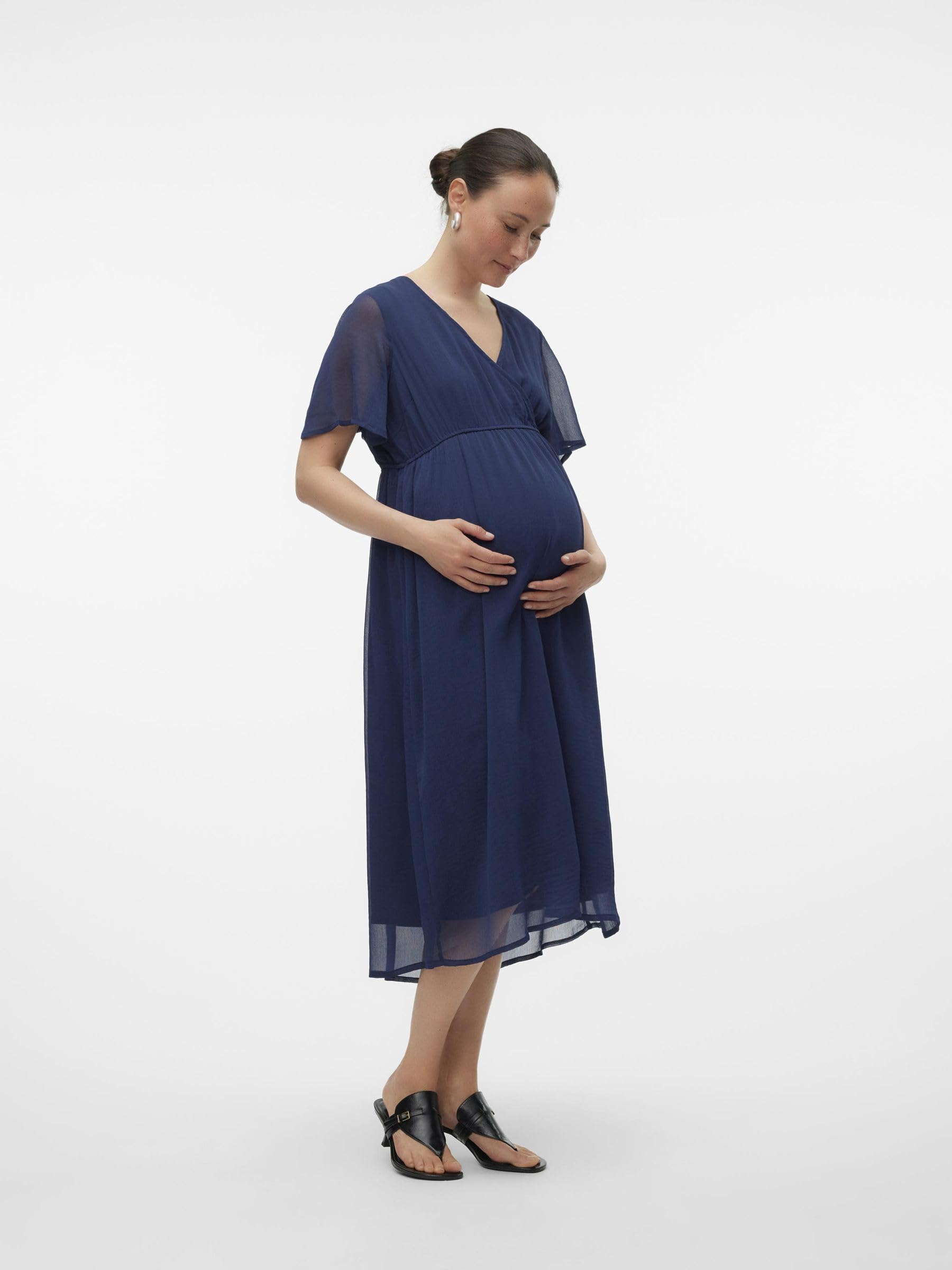 mamalicious-mluna-umstandskleid-party-kleid-mit-kurzarm-v-ausschnitt-und-midi-l- image 4