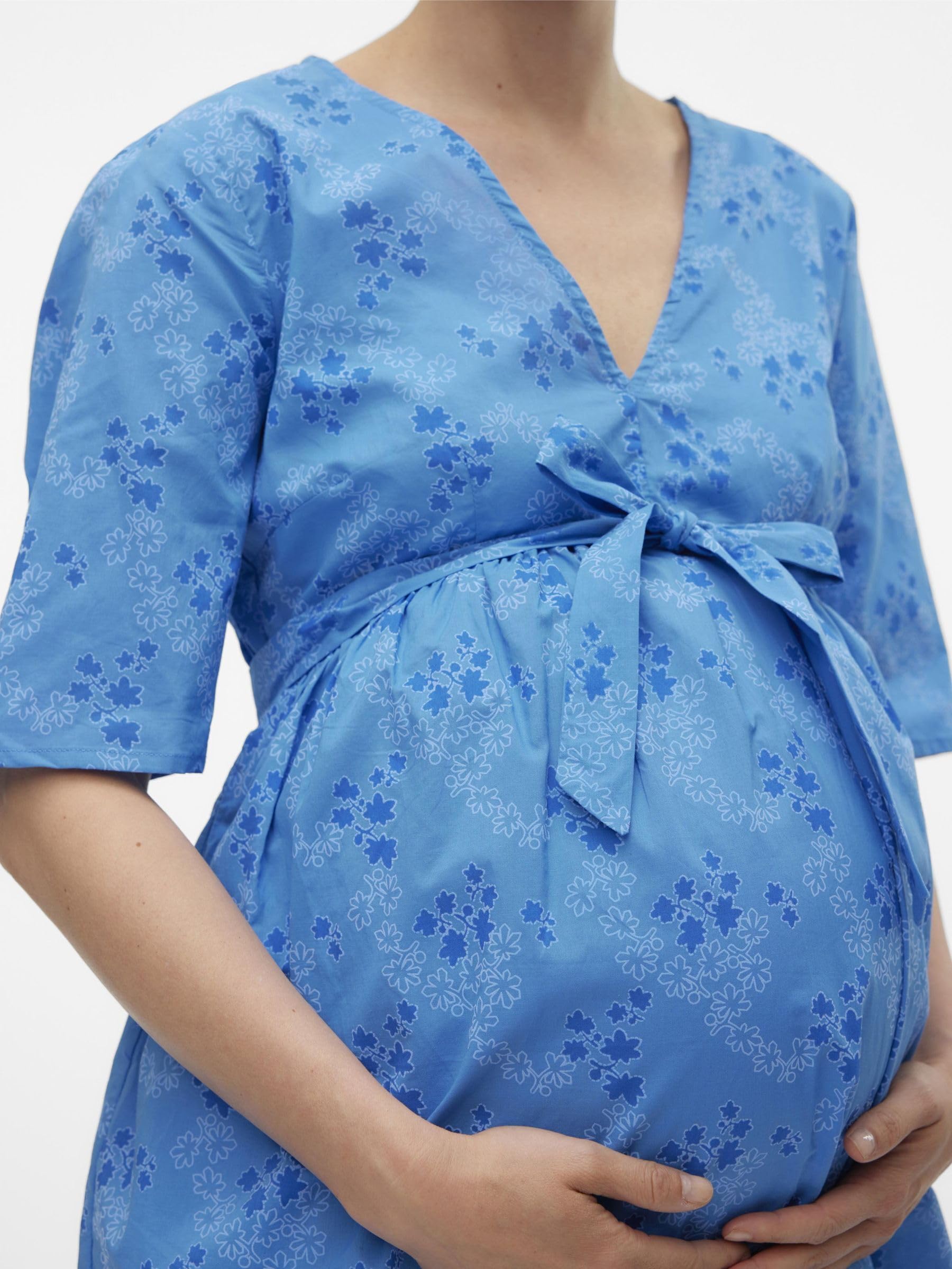 mamalicious-mlandie-umstandskleid-knielanges-kleid-mit-v-ausschnitt-halbarm-weit image 5