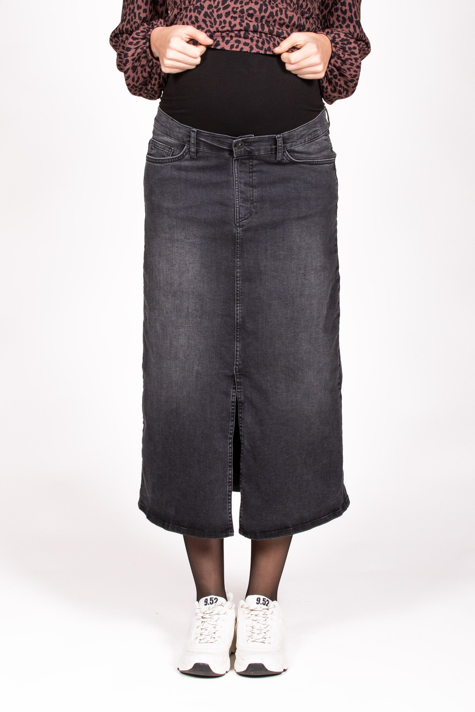 love2wait-langer-jeansrock-denim-split-umstands-maxirock-mit-schlitz-charcoal image 1