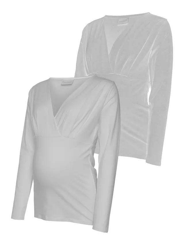 mamalicious-mlemma-tess-langarmshirt-2er-pack-stilltop-mit-v-ausschnitt-bio-baum image 1