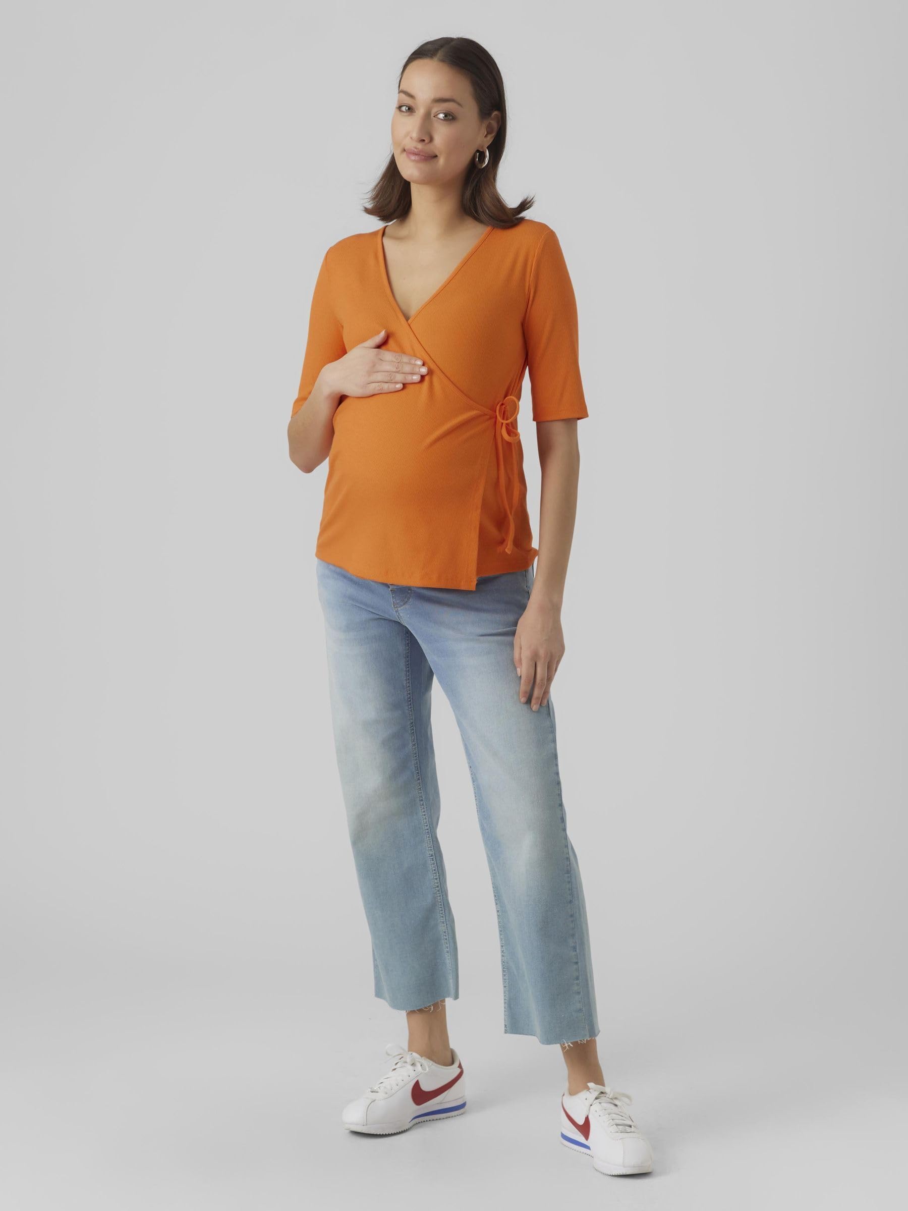 mamalicious-damen-umstands-t-shirt-mlpilar-mit-wickeloptik-kurzarm-schwarz image 4