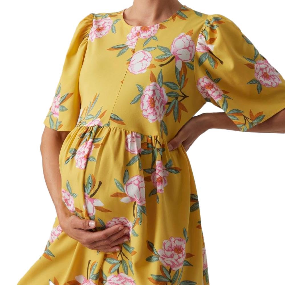 mamalicious-umstands-kleid-mlmacy-rundhals-kurzarm-knopfleiste-unter-dem-knie-ge image 3