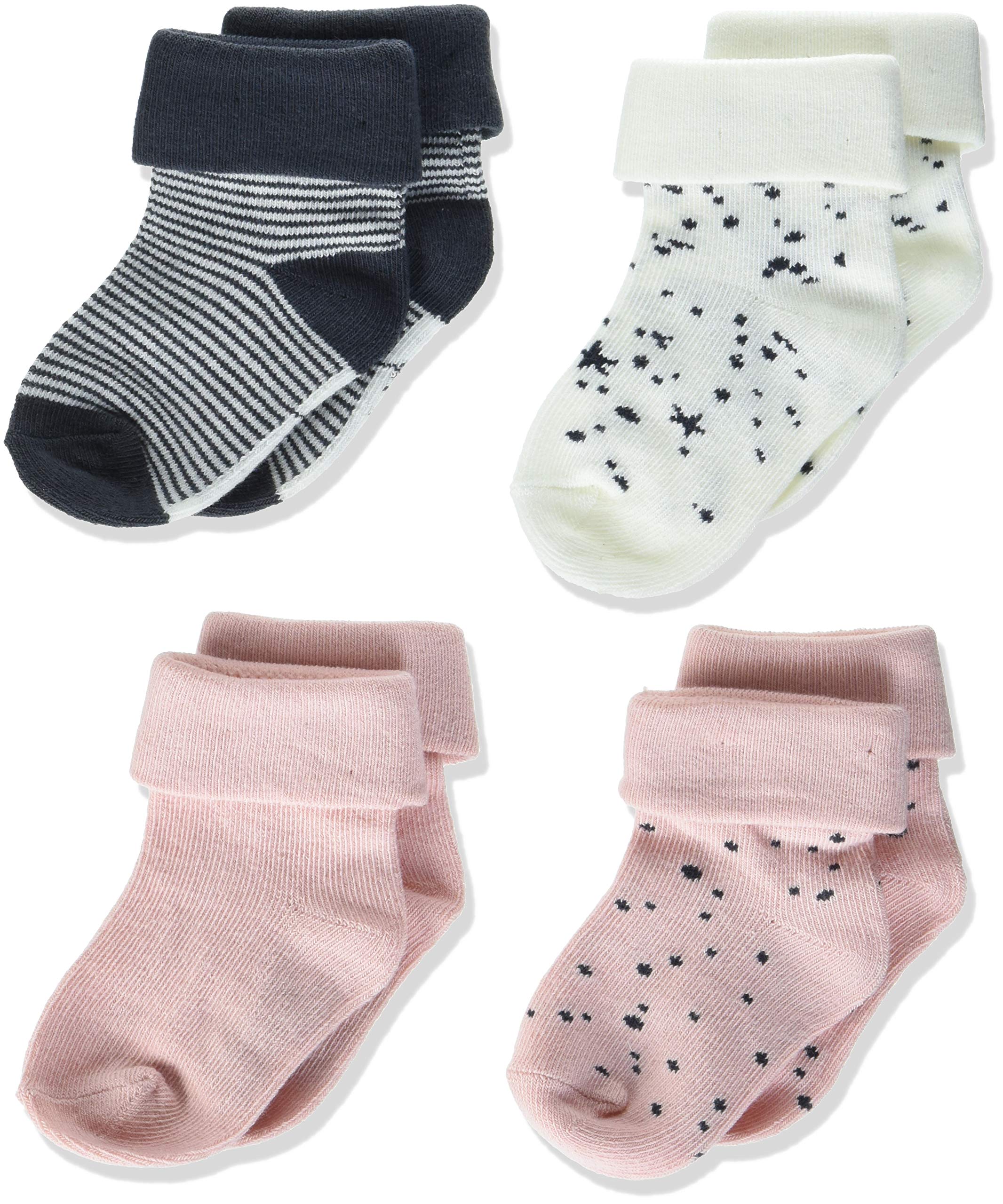 noppies-baby-m-dchen-socken-4er-pack-eva-dot-peach-skin-streifen-wei-3-6-monate image 1