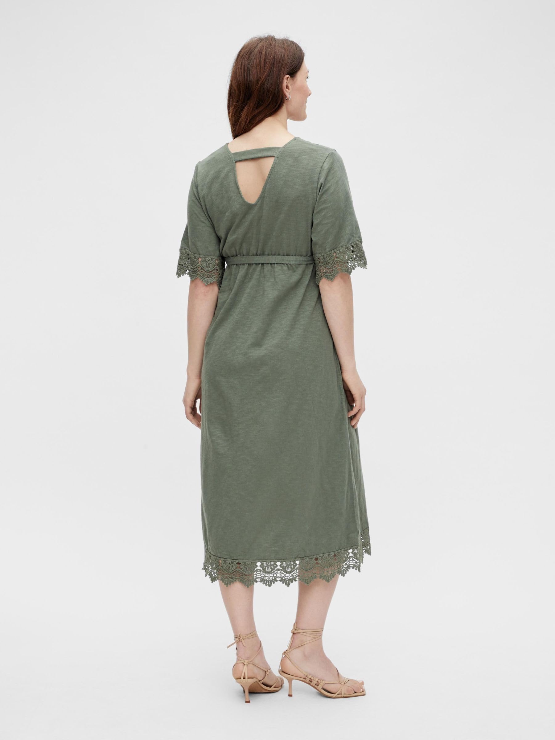 mamalicious-umstandskleid-mit-v-ausschnitt-midi-l-nge-crochet-details-bindeg-rte image 3