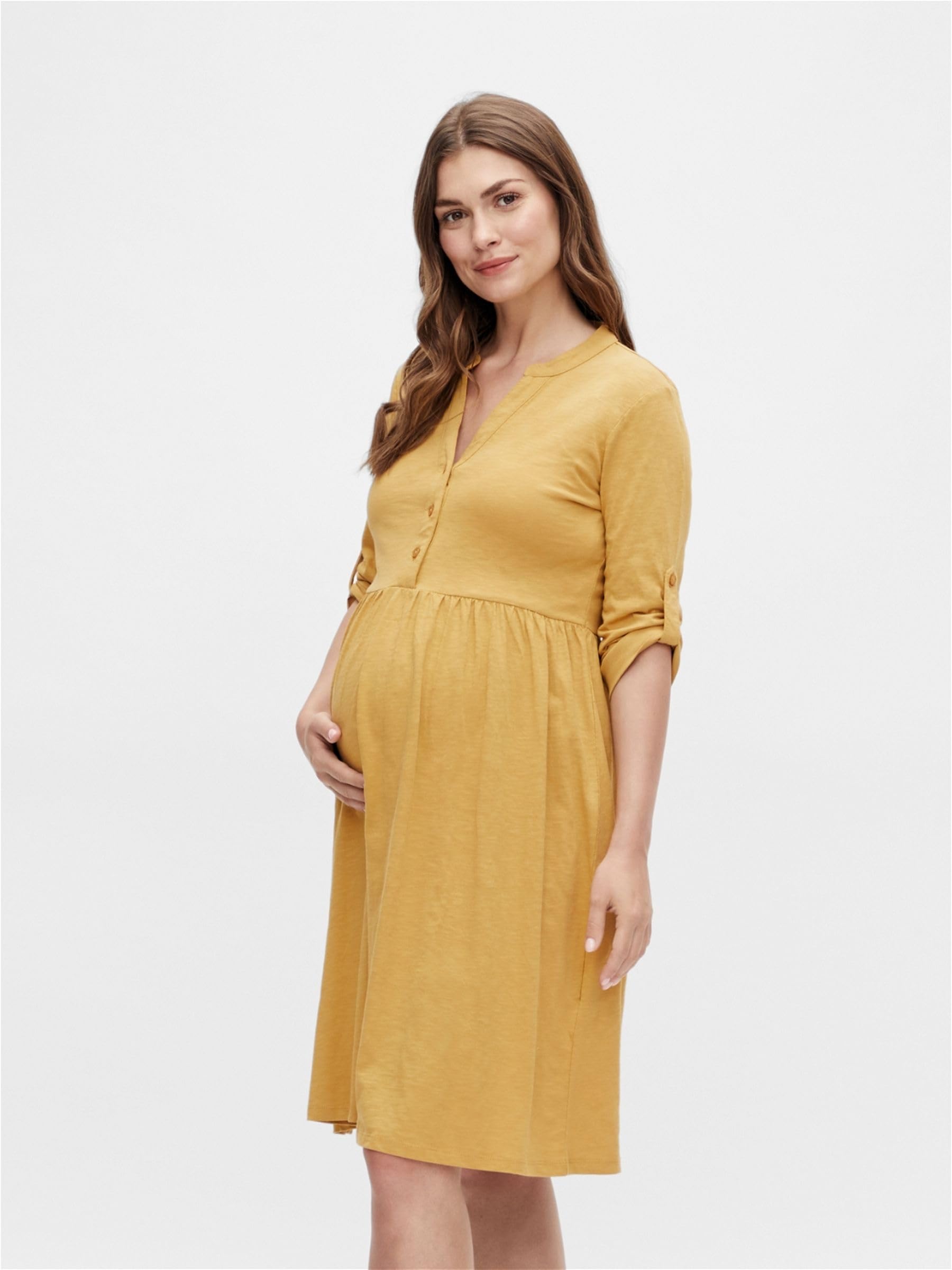mamalicious-damen-umstandskleid-mlmacy-aus-bio-baumwolle-midikleid-mit-knopfleis image 2