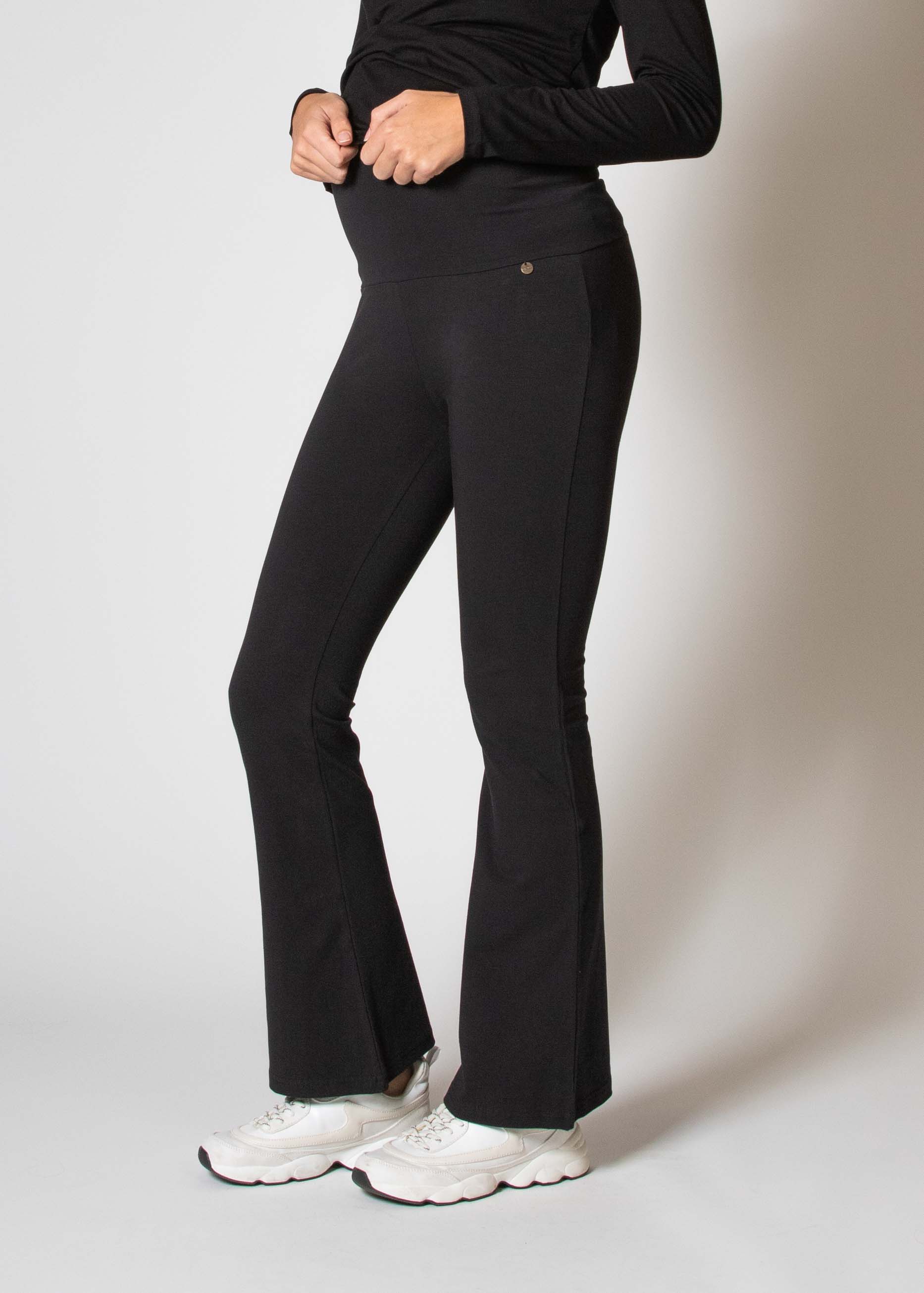 love2wait-legging-flared-hochtaillierte-schlagleggings-in-schwarz-mit-bauch-eins image 2