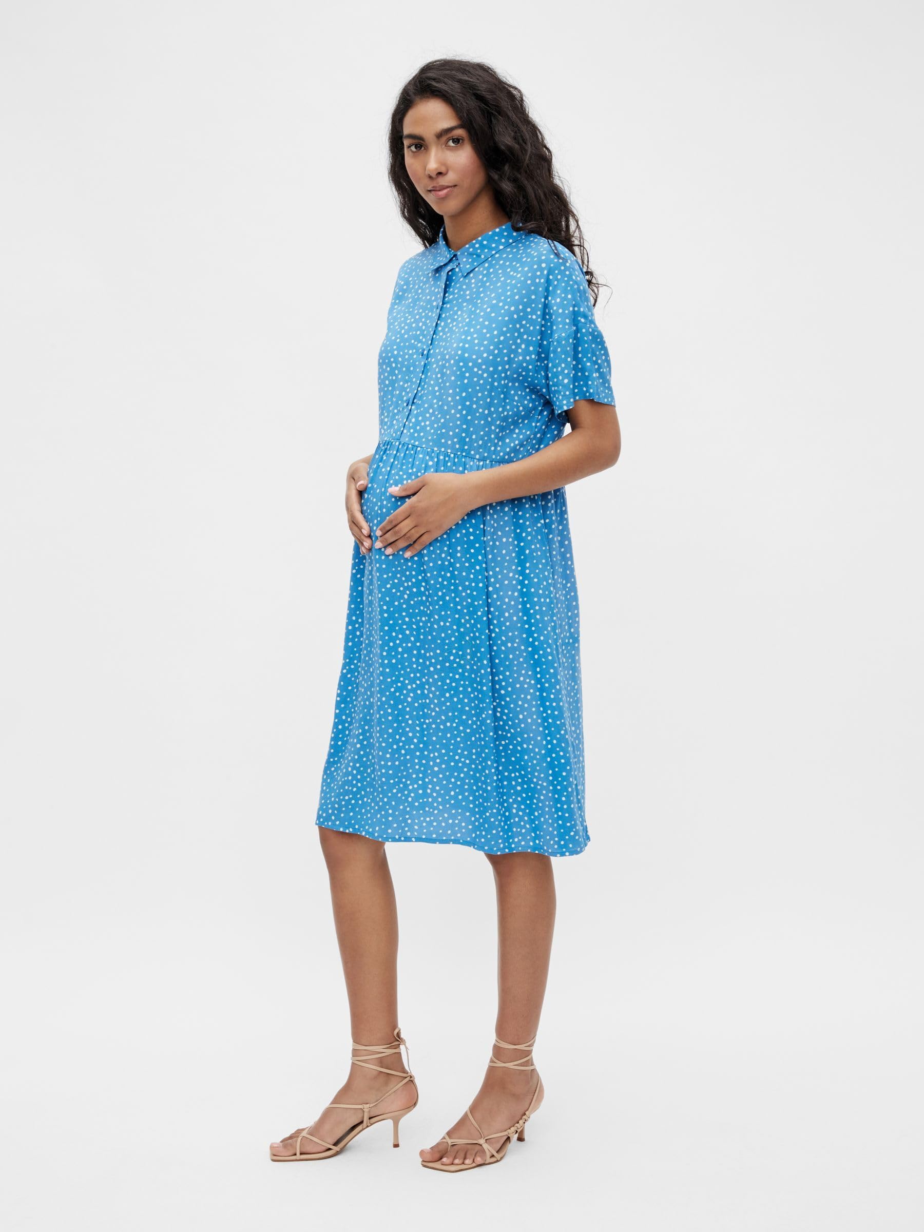 mamalicious-kurzarm-kleid-mit-stehkragen-umstandskleid-gr-e-m image 2