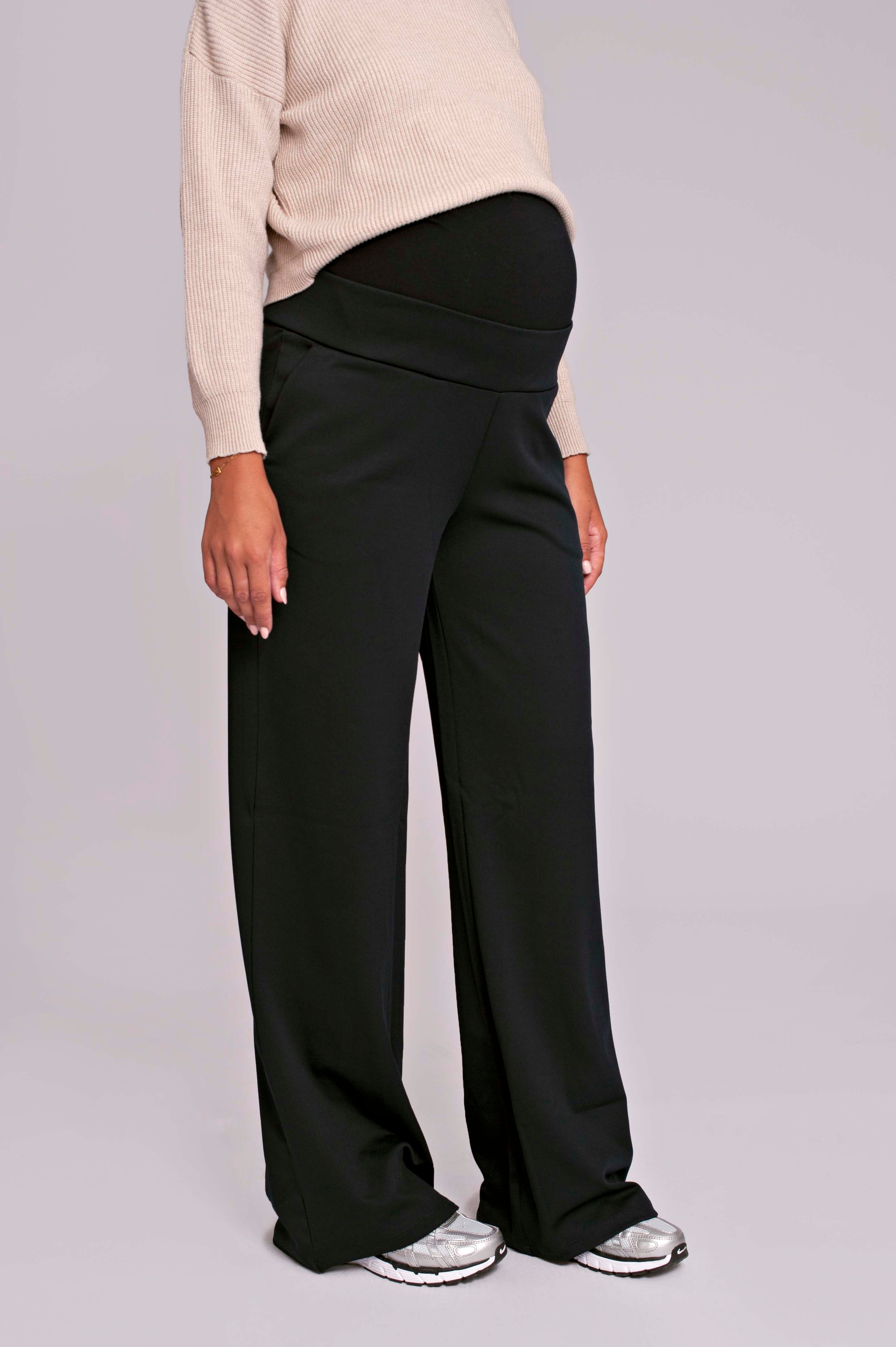 love2wait-pants-wide-leg-black-weite-umstandshose-mit-angearbeitetem-bauchst-ck image 3