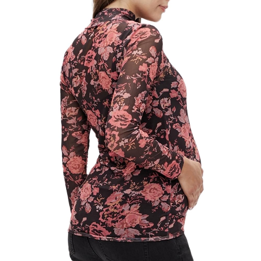 mamalicious-sharon-damen-top-schwarz-rot-rundhals-langarm-transparenter-bedruckt image 3