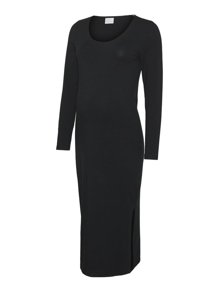 mamalicious-mleva-langarm-midi-kleid-u-ausschnitt-seitenschlitz image 1
