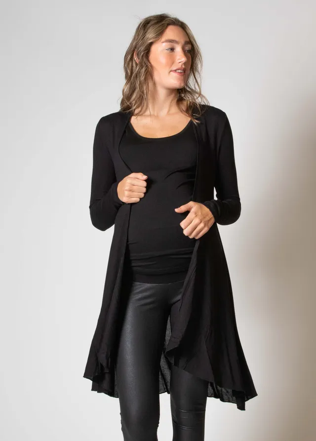 love2wait-cardigan-sophia-knielanger-strickmantel-in-schwarz image 1