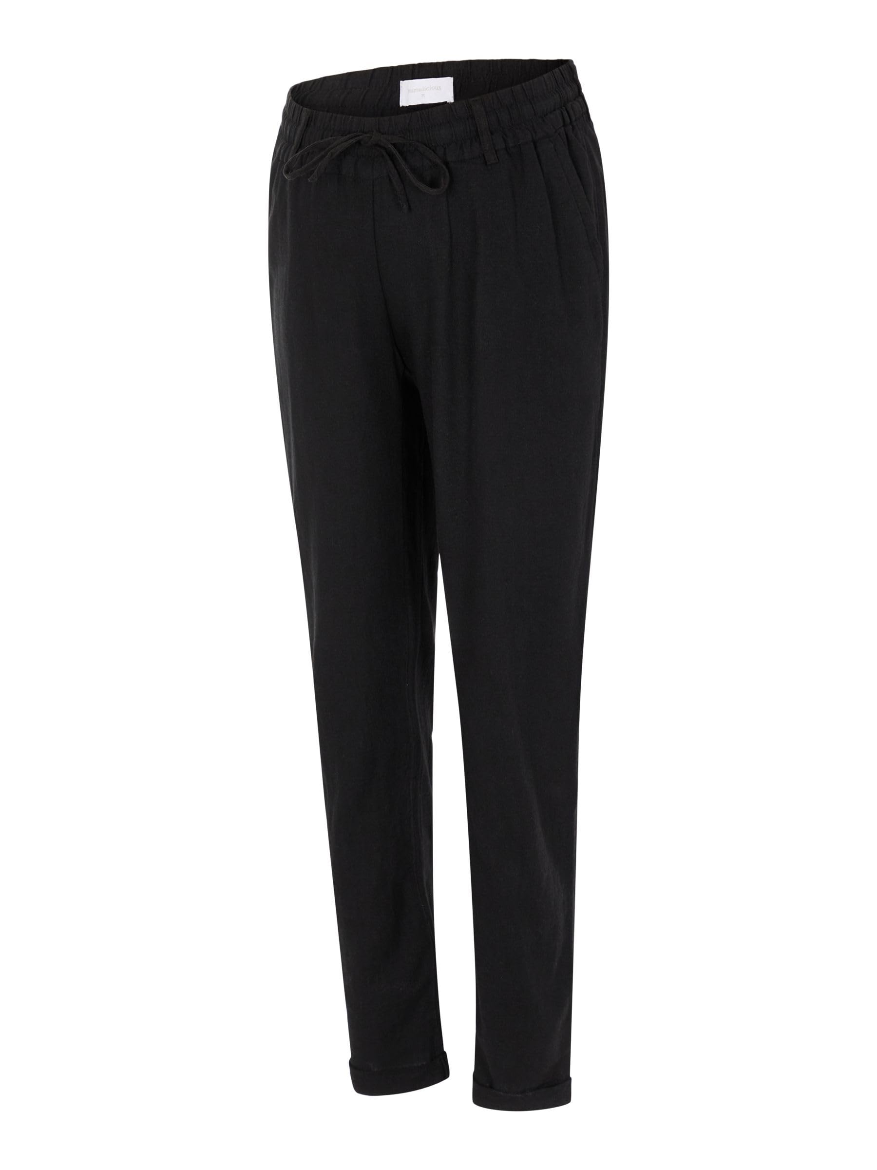 mamalicious-mlbeach-damen-stoffhose-aus-leinen-viskose-mix-schwarz-gr-s image 1