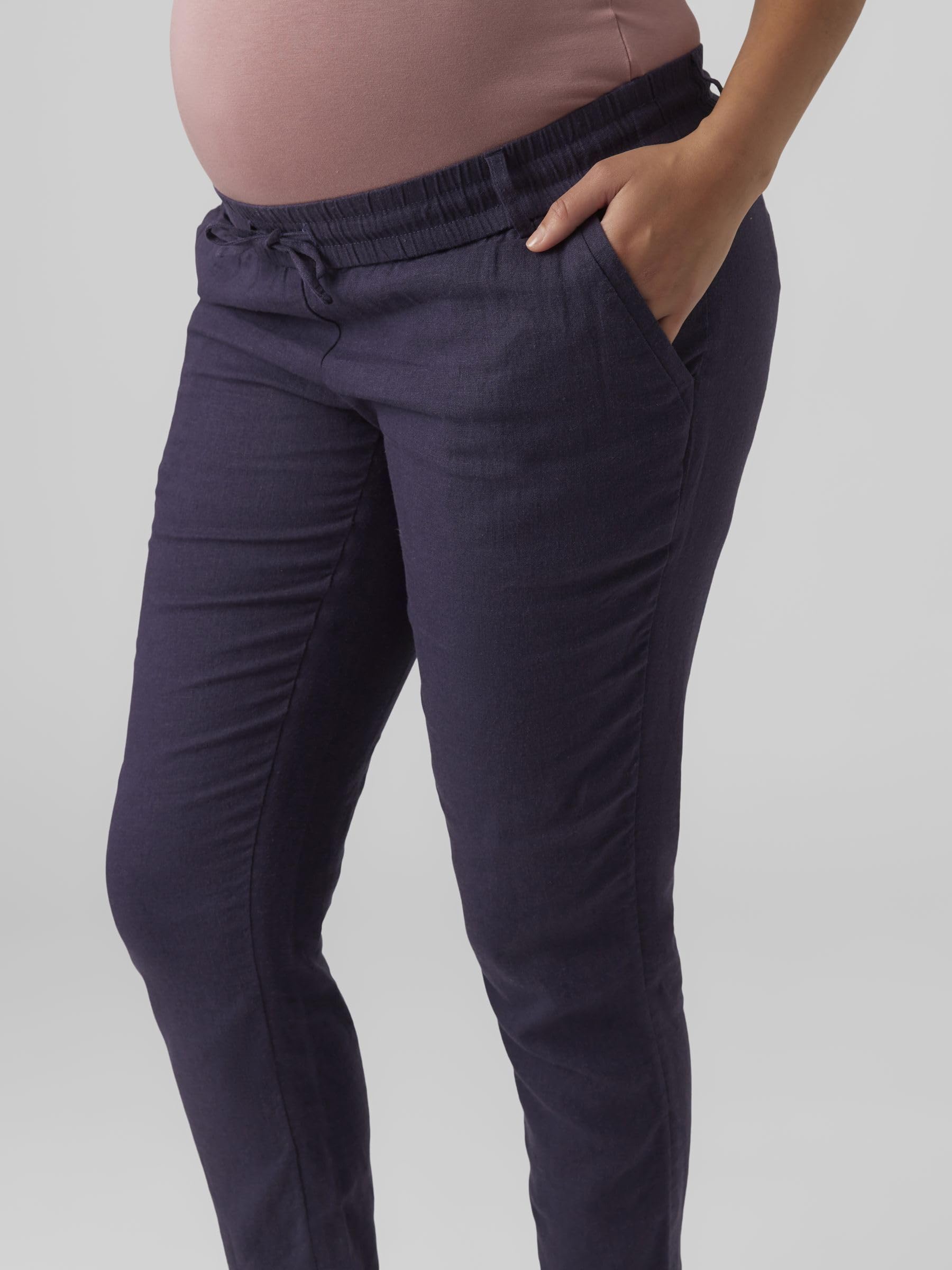 mamalicious-mlbeach-woven-string-pant-umstands-leinenhose-mit-elastischem-bund image 6