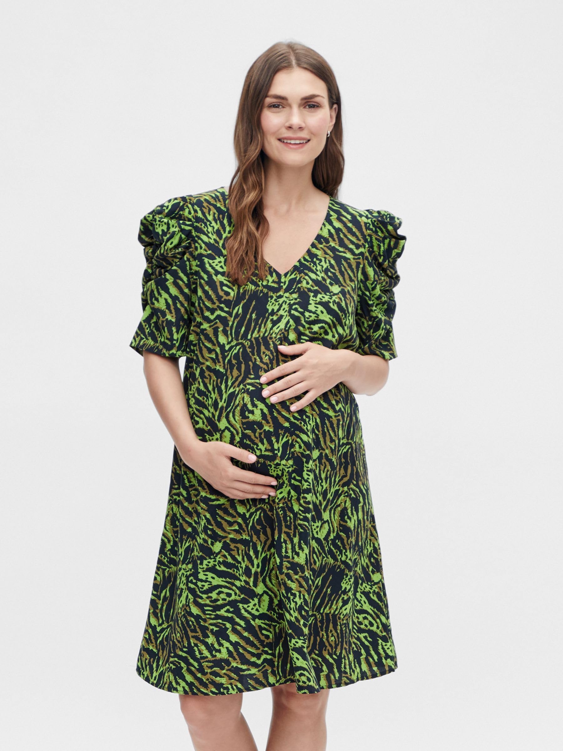 mamalicious-mlem-umstandskleid-mit-animalprint-und-puff-rmeln-minikleid-schwarz- image 2