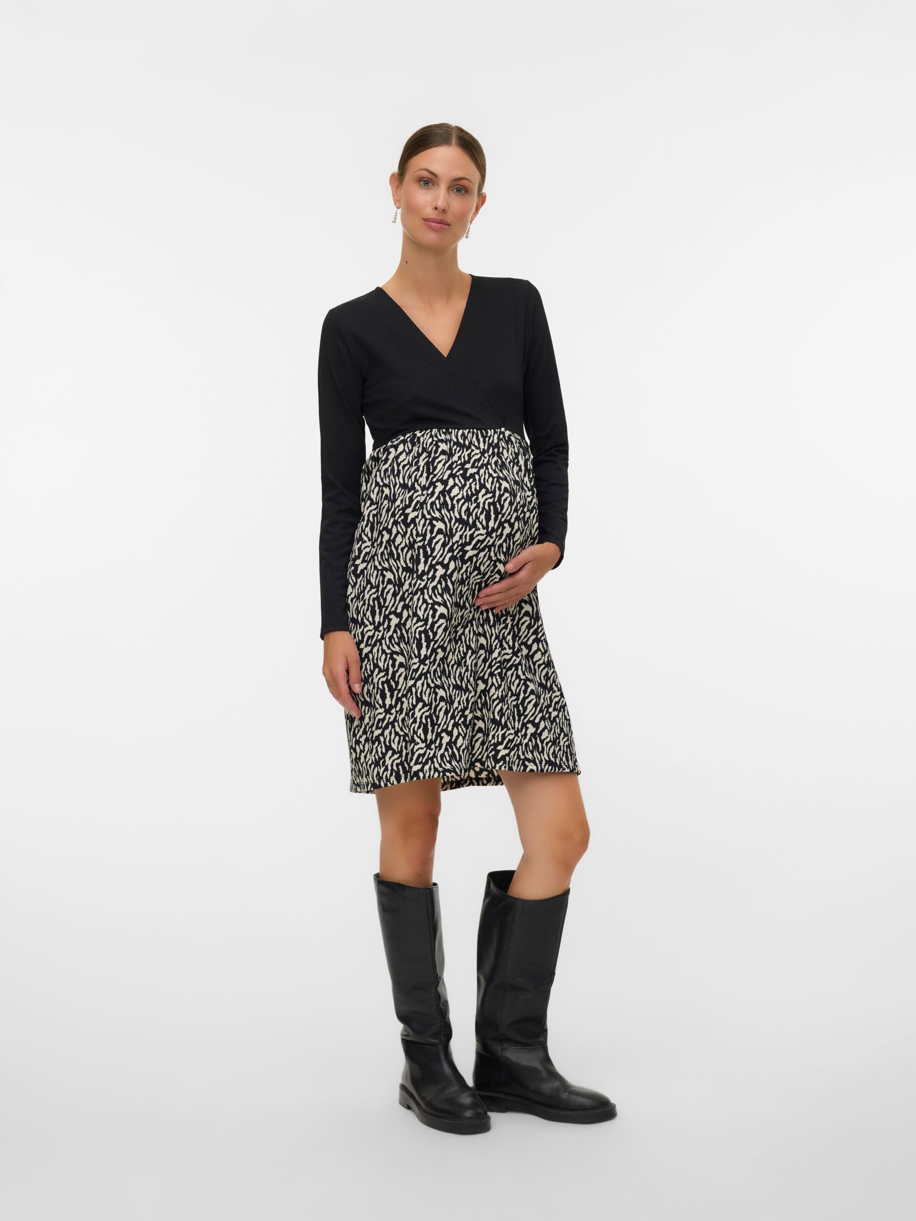mamalicious-mlmari-umstandskleid-2-in-1-stillkleid-mit-v-ausschnitt-langarm-und- image 4